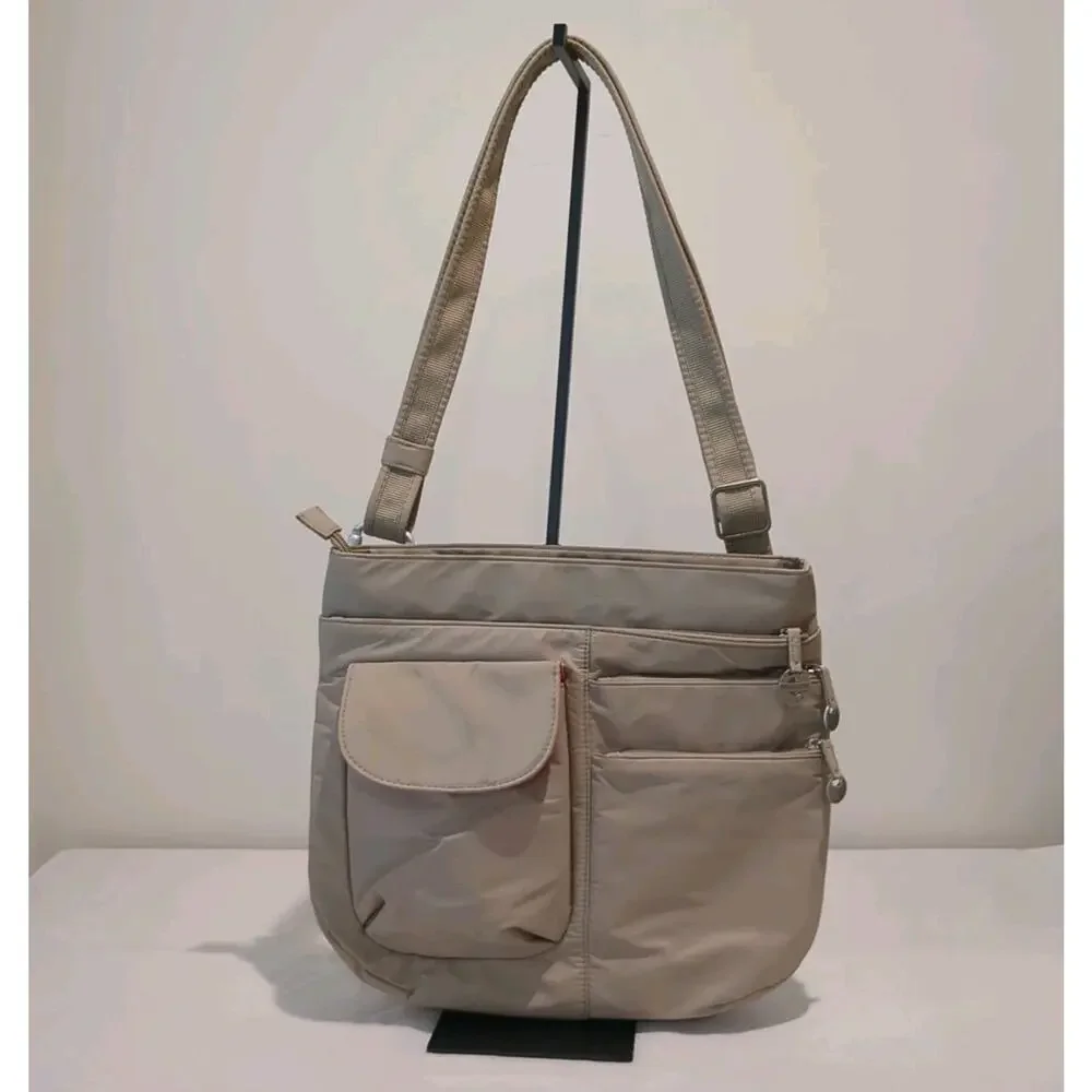 Travelon Crossbody Shoulder Bag Beige Anti-Theft Safe Travel Bag